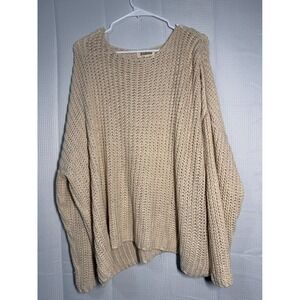 Listicle Beige Knit Sweater Loose‎ Fit Oversized Batwing Sleeve Women's Large